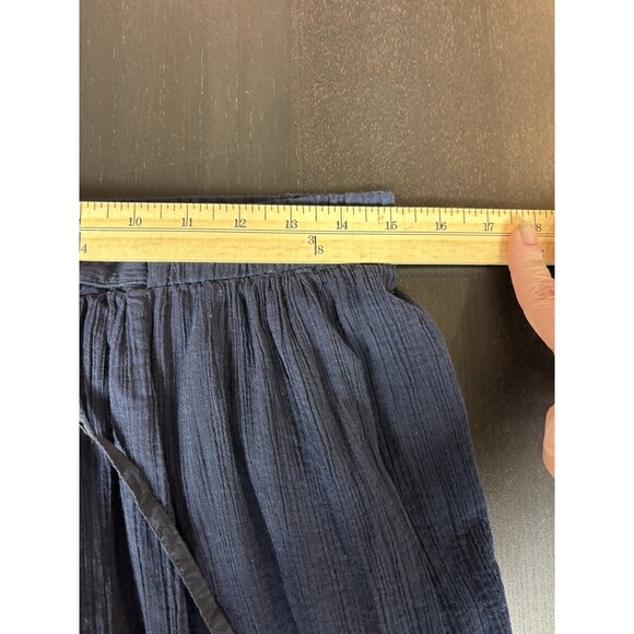 J Crew Maxi Skirt Navy Blue Size Medium Elastic Tie Waist Lined Long - Picture 3 of 8